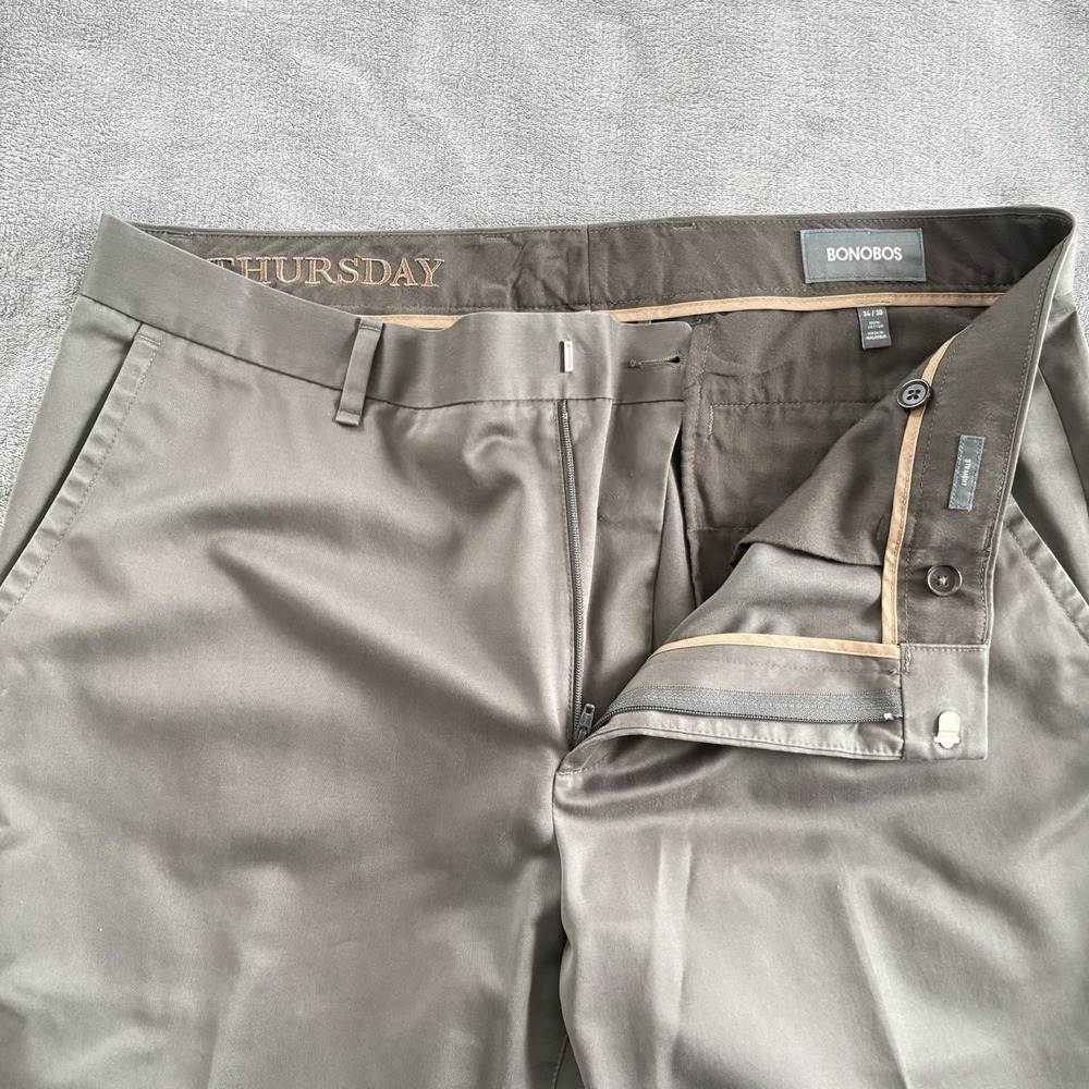 Bonobos Men's Dress Pants Khaki Gray Slacks Business Casual Work Trousers 34x30 - Picture 10 of 16